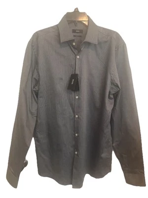 Hugo Boss Men's Sharp Fit Geometric Print Long Sleeve Dress Shirt 16-36/37 Gray - Image 1 of 4