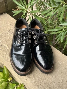 Kids | Flexi | Shiny Black Oxford Laces Comfort Support Shoe - 6 6.5 school - Picture 1 of 23