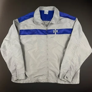 Giacca vintage LBZ full zip Y2K grigio argento blu XL skater MMA boxe stile moto - Foto 1 di 15