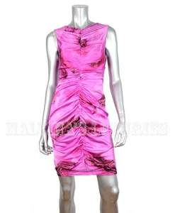 VERA WANG DRESS WAVE PRINT SILK BLEND SLEEVELESS RUCHING DETAIL $1,095 sz 6 - Picture 1 of 6