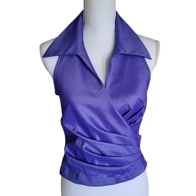 Top halter Tadashi púrpura cuello ancho para mujer 10 cremallera trasera sin mangas elástico Foto 1 de 4