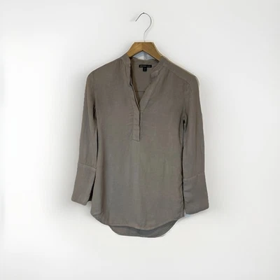 Blusa para mujer James Perse gris XS popover mezcla de lino minimalista carrera academia Foto 1 de 4