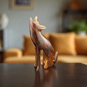 Ironwood Howling Wolf Figurine Heavy Wood Carved Cabin Lodge Southwest Decor - Picture 1 of 18