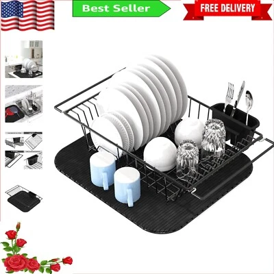 Универсальная сушилка для посуды над раковиной с держателем для посуды - прочная стальная конструкция - Изображение 1 из 4