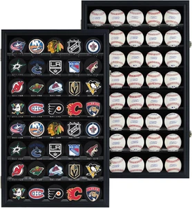 40 Hockey Puck Display Case Cabinet Holder Rack Baseball Display Case Ball Cubes - Picture 1 of 10