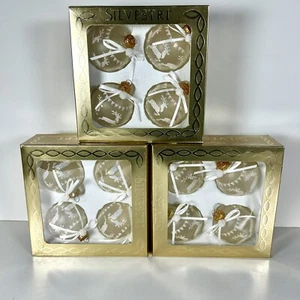 Vintage Ornamenti Silvestri Oro Beige Vetro Lampadina Glitter Renne Set di 12 USA - Foto 1 di 6