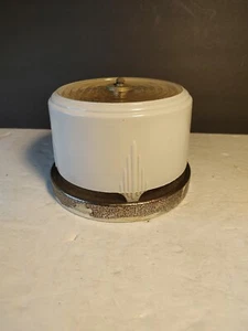 Vtg White Clear Frosted Art Deco Light Fixture 6" From 1950's Spartan Trailer - Picture 1 of 11