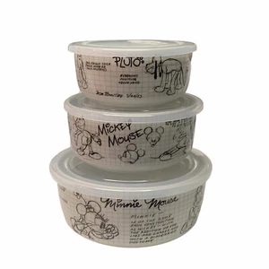 Disney Sketchbook Ceramic Covered Bowl Set Mickey Minnie and Pluto - Picture 1 of 5