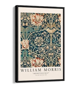 WILLIAM MORRIS 'HONEYSUCKLE' PLANT DECOR FLOAT EFFECT CANVAS ART PRINT - Picture 1 of 12
