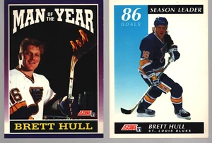 2-1991-92 SCORE Brett Hull #261 Man of the Year & #404 Season Leader Blues - Picture 1 of 2