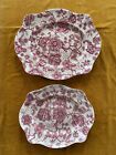 Vintage Johnson Brothers English Chippendale Red Floral 12” & 14” Over Platters