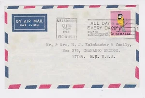 Australia Stamp 1968  Melbourne cancel  Air Mail Cover w/ 20 cent bird - Picture 1 of 1