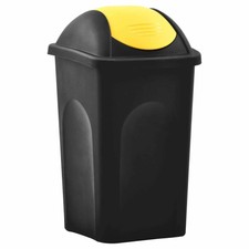 vidaXL Cestino dei Rifiuti con Coperchio Oscillante 60 L Nero e Giallo Secchio