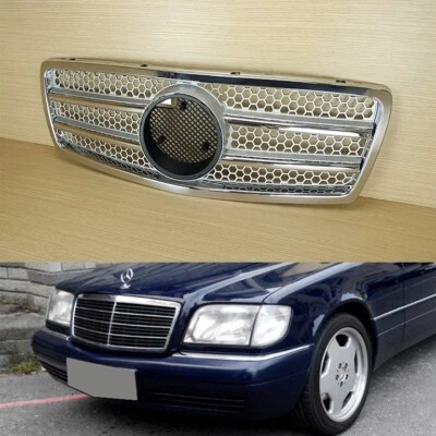 Rejilla delantera cromada + plateada ABS apta para Mercedes Benz W140 Clase S S320 S420 92-99 Foto 1 de 4