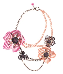 New in Box AUTH LANVIN PARIS Chain Statement Necklace XLARGE Flower Rhinestones - Picture 1 of 8
