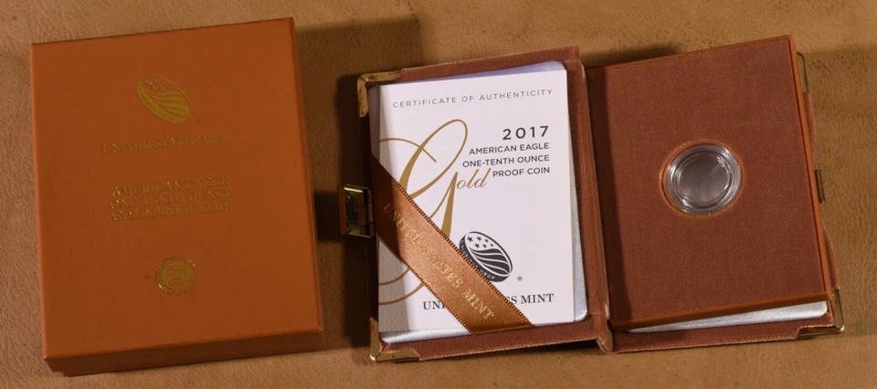 2017 Proof 1/10 oz Gold American Eagle Box and COA - No Coin - Image 1 of 1