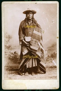 NATIVE AMERICAN UTE antique cabinet card photograph Heijn Omaha Nebraska 1890 - Picture 1 of 3