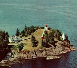 Eulenkopf Leuchtturm in der Nähe von Rockland Maine Camden Hills Vintage Postkarte - Bild 1 von 4