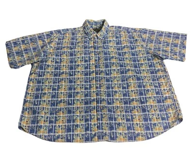 Vintage Cambridge Classics Shirt Mens 2XL XXL Floral Hawaiian Windowpane Plaid - Image 1 of 4