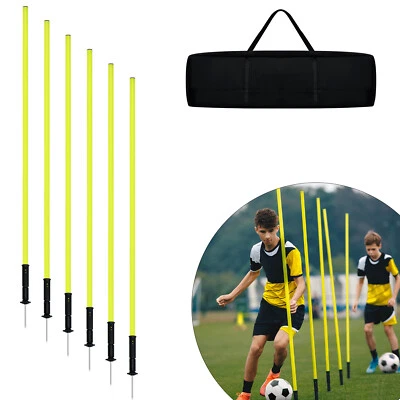 MARKENLOS 6x Slalomstangen-Set 150cm Sprunghafte Agility Stangen Traingsstangen mit Tasche