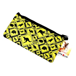 Australia Animal Road Sign Pencil Make Up Case Bag Pouch Wildlife Souvenir Signs - Picture 1 of 4