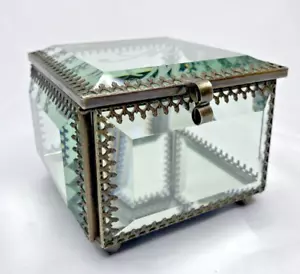 Portagioie Nicole Miller ottone anticato Ormolu vetro smussato piedini - Foto 1 di 12