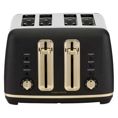 Morphy Richards Ascend Adjustable 4 Slice Toaster w/Crumb Tray 2000W Gold/Black - image 1 of 4