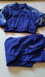 Vintage Jogginganzug von adidas Damen Größe 38 blau Blumenmuster Track Suit - Bild 1 von 6
