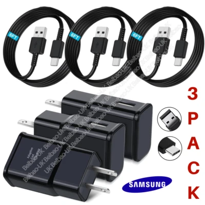 3Pack Fast Charger Wall Adapter USB Type C Charging Cable For Samsung Cell Phone - Image 1 of 4