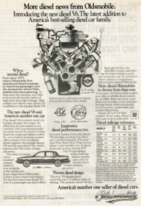 Pubblicità Stampa Vintage 1982 Più Diesel News da Oldsmobile V6 Cutlass Ciera - Foto 1 di 2