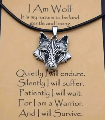 时尚狼头镀银吊坠项链男式女式复古礼物新品 — 第 1/4 张图片