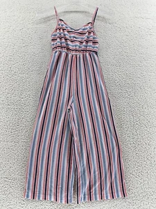 Its Girls M Jumpsuit Sleeveless Vneck Striped Wide Leg Adj Straps Preppy - Picture 1 of 10