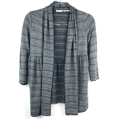 Кимчи синий маленький серый в полоску 3/4 рукав открытый передний кардиган свитер женщин - Изображение 1 из 4
