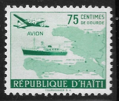 1956 Haiti Air mail  Sc#C101  MLH OG VF Plane, Steamship, Haiti MAP - Image 1 of 2