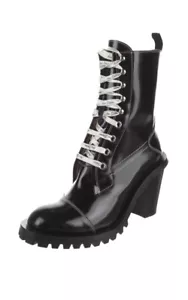 Acne Studios - High Laced Black Combat Leather Boots Size 41 Orig. $598 - Picture 1 of 5