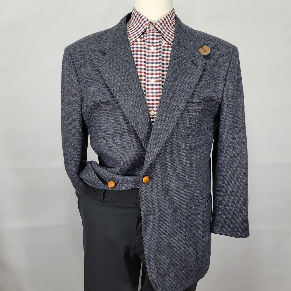 Abrigo Blazer Deportivo de Tweed Para Hombre Stafford Options Dos Botones Parches en el Codo 44S Foto 1 de 4
