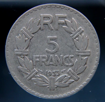 France, 5 Franc,1933, coin - Image 1 of 2