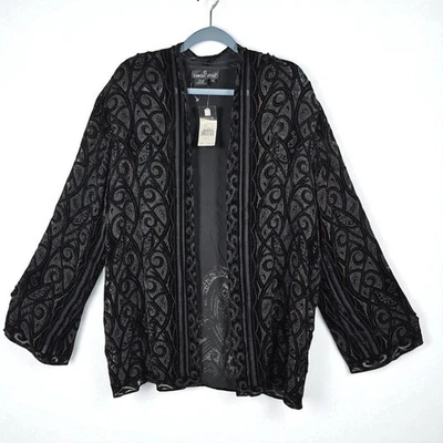 Carole Little Bronze Age Burnout Velvet Paisley Open Front Jacket Woman 12 NWT - Image 1 of 4