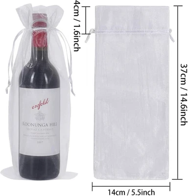 20Pcs Organza Wine Bags, Sheer Drawstring Bottle Gift Bags, Wine Bottle Cover... - Image 1 of 4