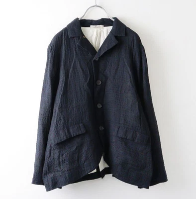 ICHI Antiquites Lino Algodón Chaqueta a Medida Sombra Gingham Check Exc - Imagen 1 de 4