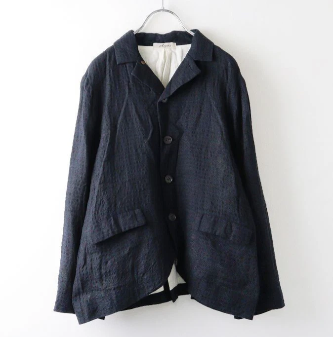 ICHI Antiquites Lino Algodón Chaqueta a Medida Sombra Gingham Check Exc - Imagen 1 de 4