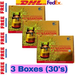 3 X Phyto Astaxanthin Plus 30 capsules Whitening Plus Beauty Glowing Supplement - Picture 1 of 17