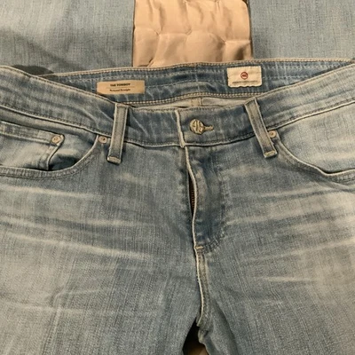 Jeans feminino Ag Adriano Goldschmied Tomboy 32x34 azul 29R reto relaxado EUA - Imagem 1 de 4