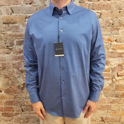 NWT Bugatchi Jules Abstract OoohCotton® Shirt Night Blue #FF9263K60 (Size XL) - Image 1 of 4