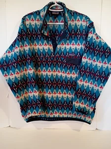Patagonia Synchilla Snap T Sweater Mens M Blue Red Turquoise Geometric Aztec - Picture 1 of 8