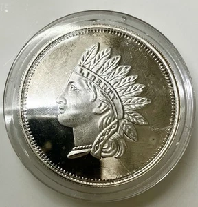 Vintage Indian Head One Troy Ounce .999 Fine Silver Round 1 oz Cent Design  - Picture 1 of 2