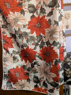 Christmas Red Poinsettia glittery tablecloth 60 x 120 by EssentialHome FREE SHIP - Image 1 of 4