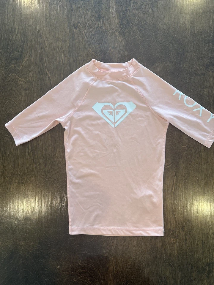 Roxy Niñas Todo Corazón Manga Corta Rashguard Rashguard Rosa Talla 8 Foto 1 de 4