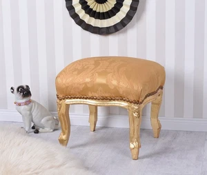Antik Hocker Barock Gold Sitzhocker Fussbänkchen Schemel Fußschemel Fusshocker - Bild 1 von 3