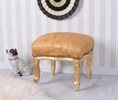 Antik Hocker Barock Gold Sitzhocker Fussbänkchen Schemel Fußschemel Fusshocker - Bild 1 von 3
